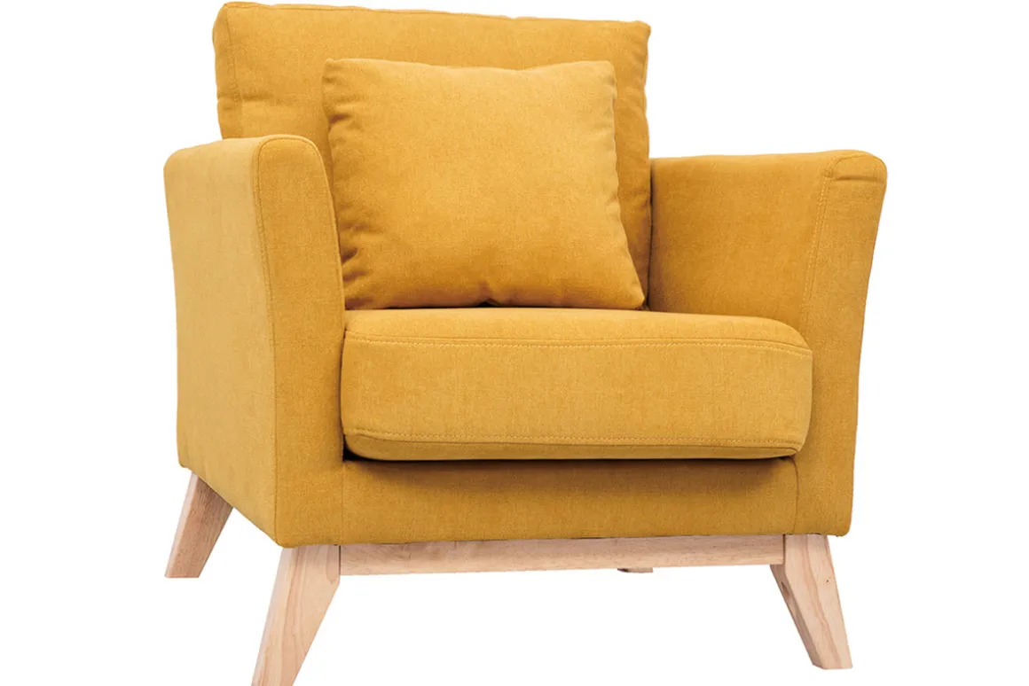 Fashion Miliboo Sillón nórdico desenfundable efecto terciopelo mostaza OSLO