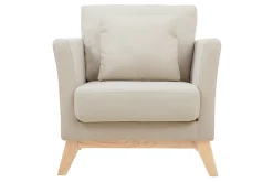 New Miliboo Sillón nórdico desenfundable tejido beige OSLO