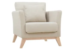 New Miliboo Sillón nórdico desenfundable tejido beige OSLO