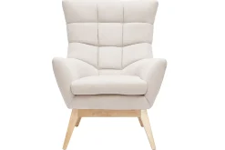 Outlet Miliboo Sillón nórdico efecto aterciopelado natural con patas de madera BRODY