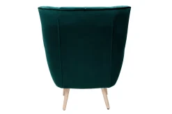 Outlet Miliboo Sillón nórdico efecto terciopelo azul petróleo y madera AVERY