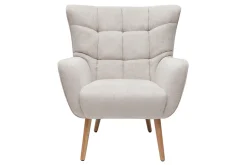Cheap Miliboo Sillón nórdico efecto terciopelo beige y madera AVERY