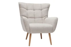 Cheap Miliboo Sillón nórdico efecto terciopelo beige y madera AVERY