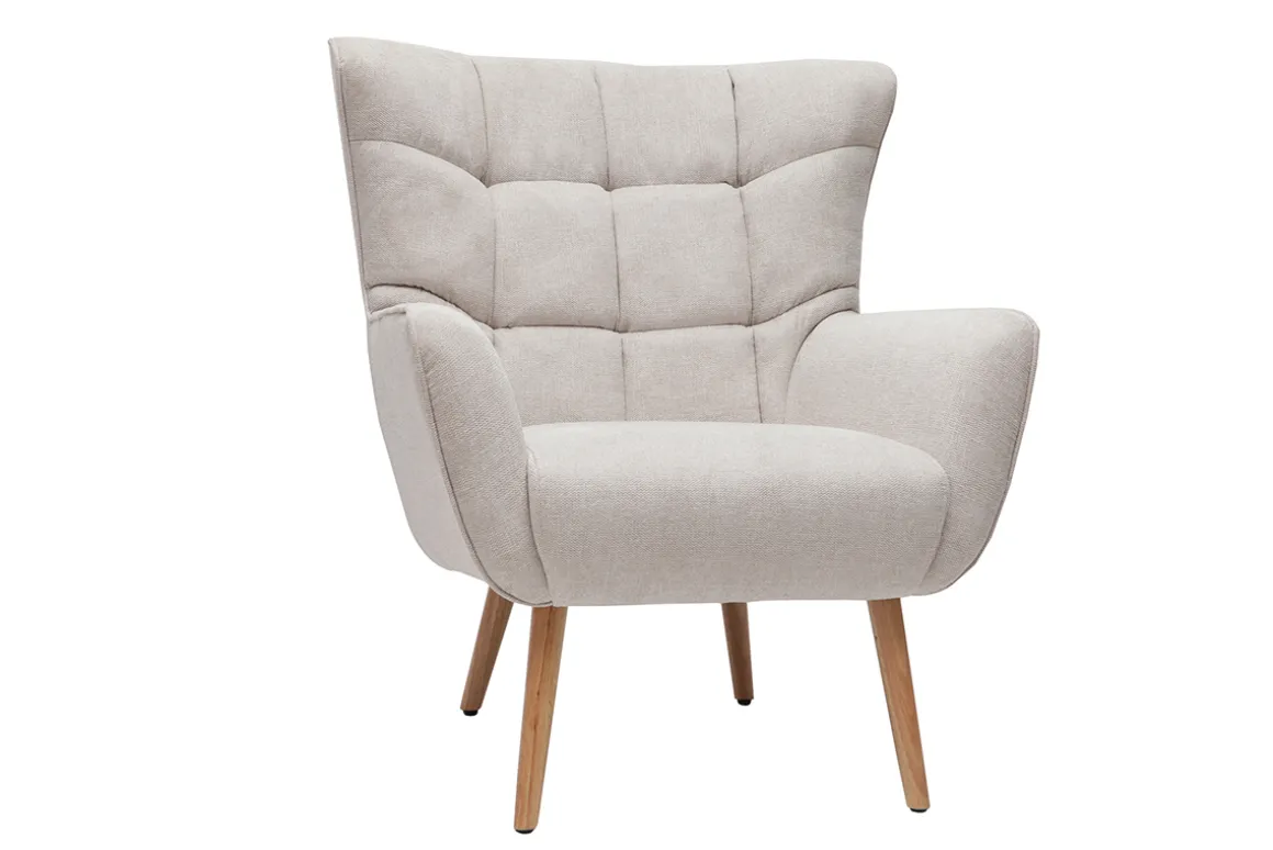 Cheap Miliboo Sillón nórdico efecto terciopelo beige y madera AVERY