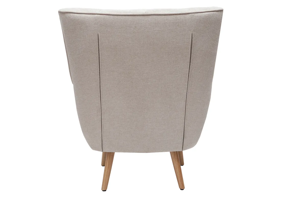Cheap Miliboo Sillón nórdico efecto terciopelo beige y madera AVERY