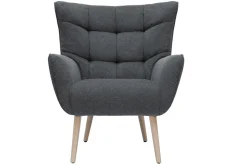 Clearance Miliboo Sillón nórdico efecto terciopelo gris oscuro y madera AVERY