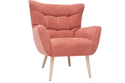 Hot Miliboo Sillón nórdico efecto terciopelo terracota y madera AVERY