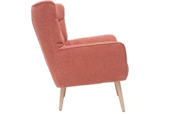 Hot Miliboo Sillón nórdico efecto terciopelo terracota y madera AVERY
