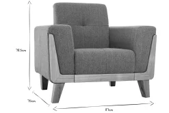Best Miliboo Sillón nórdico gris claro con patas de madera FJORD