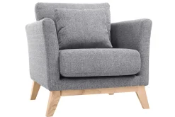New Miliboo Sillón nórdico gris claro patas madera clara OSLO