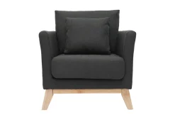 New Miliboo Sillón nórdico gris oscuro patas madera clara OSLO