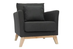 New Miliboo Sillón nórdico gris oscuro patas madera clara OSLO