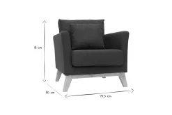 New Miliboo Sillón nórdico gris oscuro patas madera clara OSLO