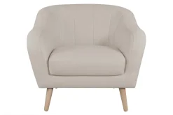 New Miliboo Sillón nórdico tejido beige y madera ISIS