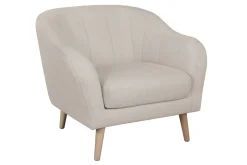 New Miliboo Sillón nórdico tejido beige y madera ISIS