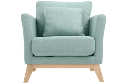 Hot Miliboo Sillón nórdico verde agua claro patas madera clara OSLO