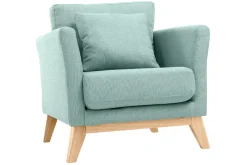Hot Miliboo Sillón nórdico verde agua claro patas madera clara OSLO