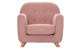 Online Miliboo Sillón para niños nórdico de tela efecto aterciopelado texturizado rosa y madera clara NORKID