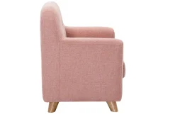 Online Miliboo Sillón para niños nórdico de tela efecto aterciopelado texturizado rosa y madera clara NORKID
