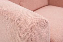 Online Miliboo Sillón para niños nórdico de tela efecto aterciopelado texturizado rosa y madera clara NORKID