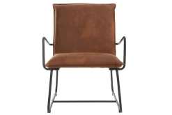 Online Miliboo Sillón polipiel marrón y estructura metal negra MERCY