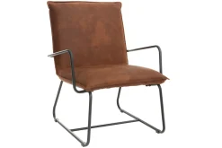 Online Miliboo Sillón polipiel marrón y estructura metal negra MERCY