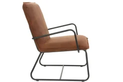 Online Miliboo Sillón polipiel marrón y estructura metal negra MERCY