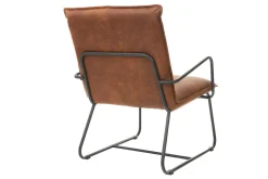 Online Miliboo Sillón polipiel marrón y estructura metal negra MERCY