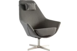 Best Sale Miliboo Sillón rotativo en tejido gris oscuro y pata metal AMADEO