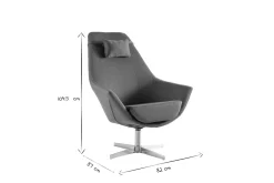 Best Sale Miliboo Sillón rotativo en tejido gris oscuro y pata metal AMADEO