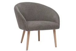 Cheap Miliboo Sillón tejido efecto aterciopelado texturizado gris con patas de madera clara OLIVIA