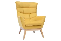 Best Miliboo Sillón tejido efecto aterciopelado texturizado amarillo mostaza BRODY
