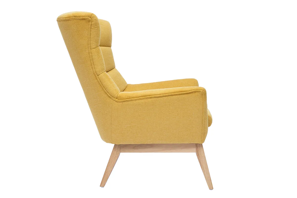 Best Miliboo Sillón tejido efecto aterciopelado texturizado amarillo mostaza BRODY