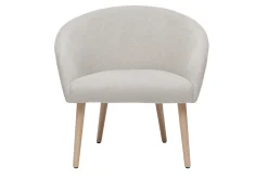 Fashion Miliboo Sillón tejido efecto aterciopelado texturizado beige con patas de madera clara OLIVIA