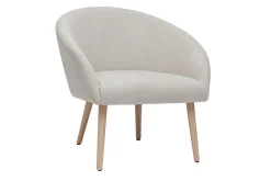 Fashion Miliboo Sillón tejido efecto aterciopelado texturizado beige con patas de madera clara OLIVIA