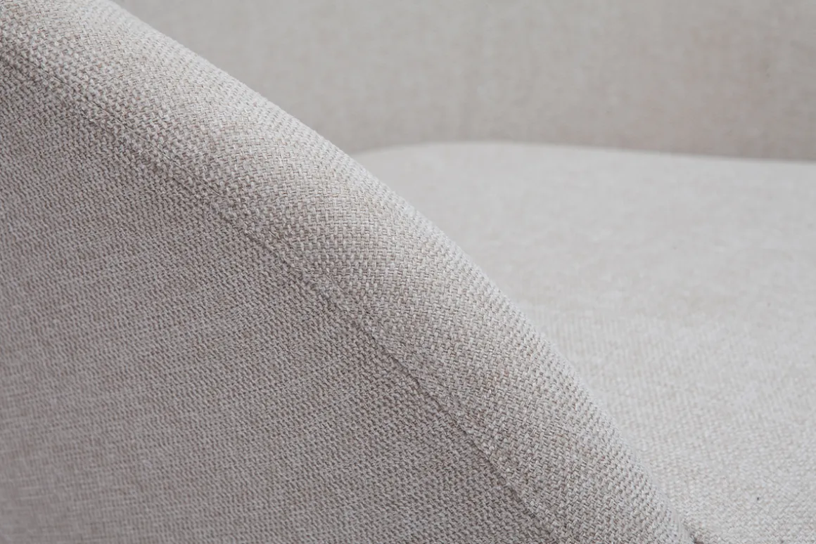 Fashion Miliboo Sillón tejido efecto aterciopelado texturizado beige con patas de madera clara OLIVIA