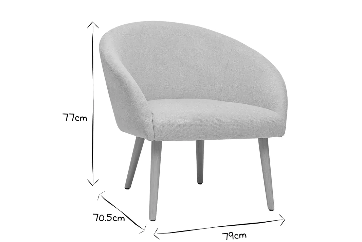 Fashion Miliboo Sillón tejido efecto aterciopelado texturizado beige con patas de madera clara OLIVIA