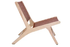 Clearance Miliboo Sillón étnico de madera con correas tejidas marrones BONDI