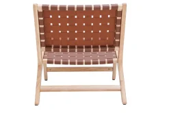Clearance Miliboo Sillón étnico de madera con correas tejidas marrones BONDI
