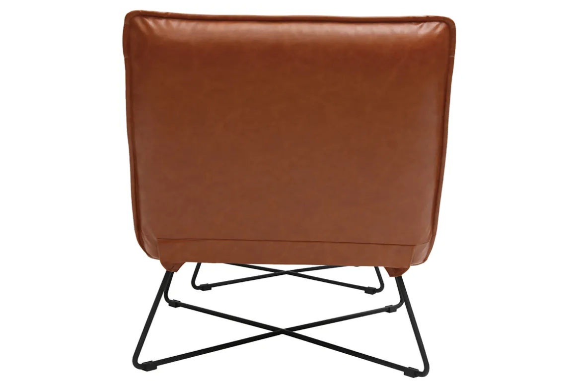 Fashion Miliboo Sillón vintage marrón con reposapiés PHILO