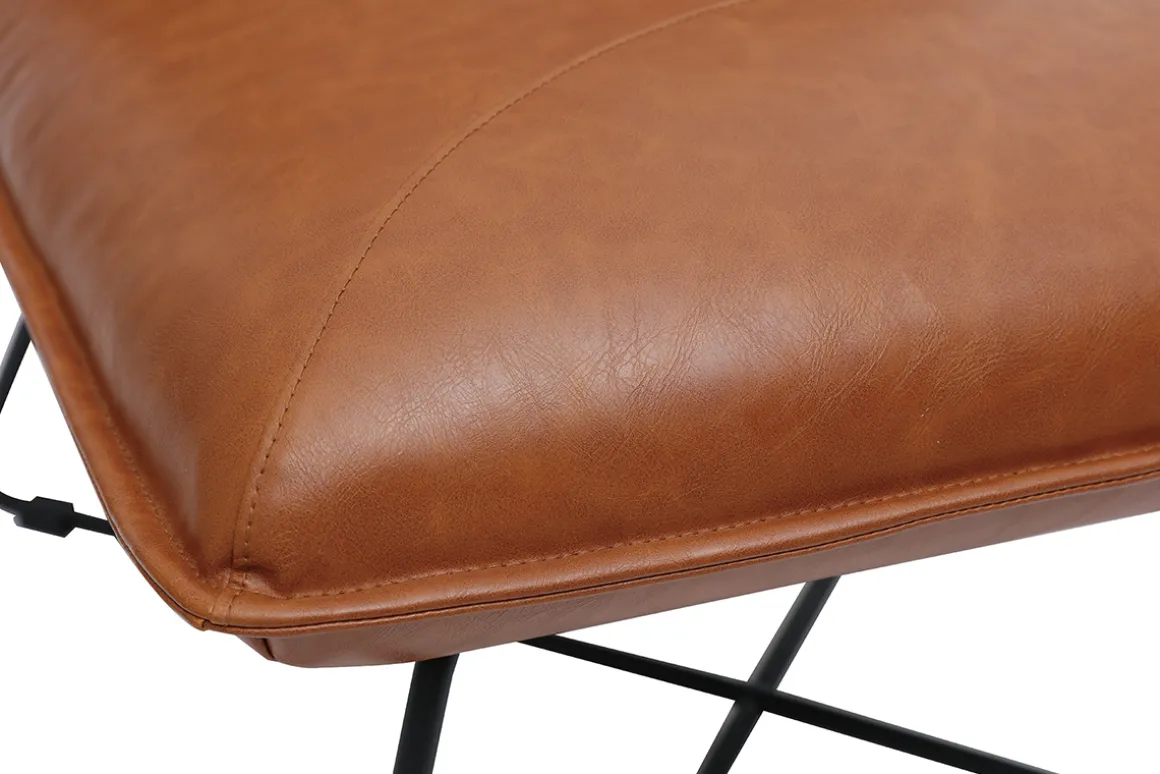 Fashion Miliboo Sillón vintage marrón con reposapiés PHILO
