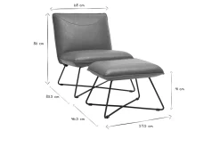 Fashion Miliboo Sillón vintage marrón con reposapiés PHILO