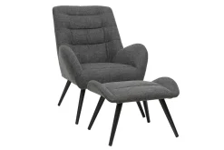 Store Miliboo Sillón y reposapiés moderno en tejido gris ZOE