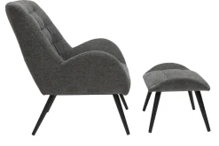 Store Miliboo Sillón y reposapiés moderno en tejido gris ZOE