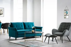 Store Miliboo Sillón y reposapiés moderno en tejido gris ZOE