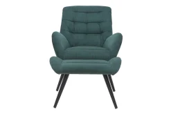 Best Sale Miliboo Sillón y reposapiés moderno en terciopelo verde ZOE