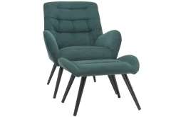 Best Sale Miliboo Sillón y reposapiés moderno en terciopelo verde ZOE