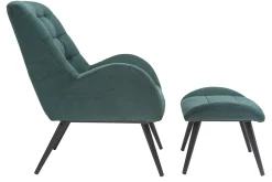 Best Sale Miliboo Sillón y reposapiés moderno en terciopelo verde ZOE