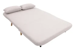 Cheap Miliboo Sillón-cama convertible de 2 plazas en tejido de terciopelo beige texturizado y madera clara AMIKO