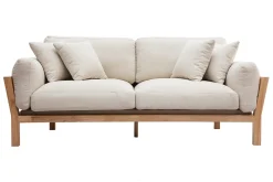 Store Miliboo Sofá 3 plazas blanco crema patas madera KYO